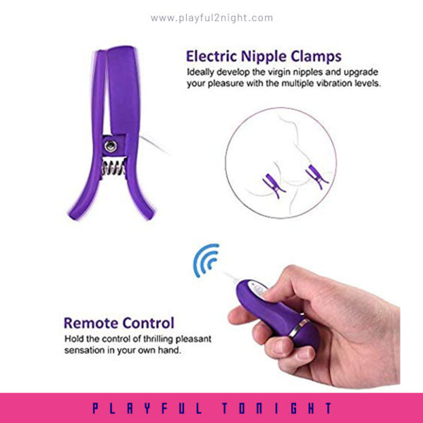 Purple Remote Vibrator Nipple Clamps - Image 3