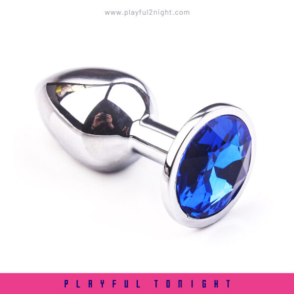 Anal Butt Plug Set Diamond Jeweled (Silver) - Image 2