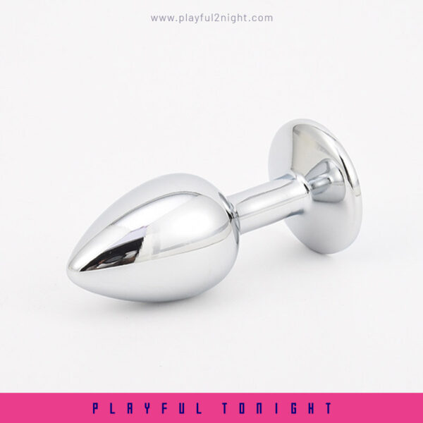 Anal Butt Plug Set Diamond Jeweled (Silver) - Image 4
