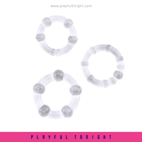 Blush Stay Hard Clear Beaded Cock Ring - Image 5