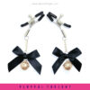Elegant Bow Nipple Clamp With Rose Gold Bells (Long) - Image 2