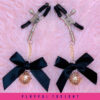 Elegant Bow Nipple Clamp With Rose Gold Bells (Long) - Image 3