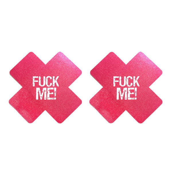 Self Adhesive Cross "FUCK ME " Nipple Cover Pasties (Pink)