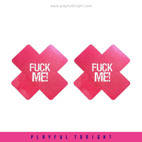 Self Adhesive Cross "FUCK ME " Nipple Cover Pasties - Image 3