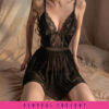 Charming & Romantic  French V-Neck Black Lace Sleepwear - Image 4