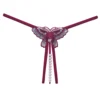 Embroidery Butterfly With Pearl Sexy Crotchless Thong