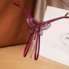 Embroidery Butterfly With Pearl Sexy Crotchless Thong - Image 4