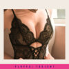 Gorgeous Woman In Black Lace Sling Bodysuit Lingerie - Image 5