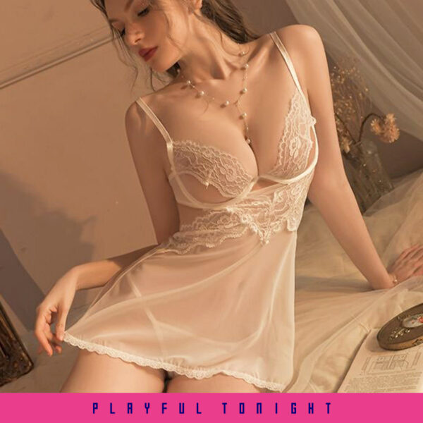 Sheer Babydoll Nightgown with Hollowed-out Chest - Image 3