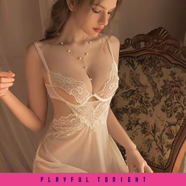 Sheer Babydoll Nightgown with Hollowed-out Chest - Image 4