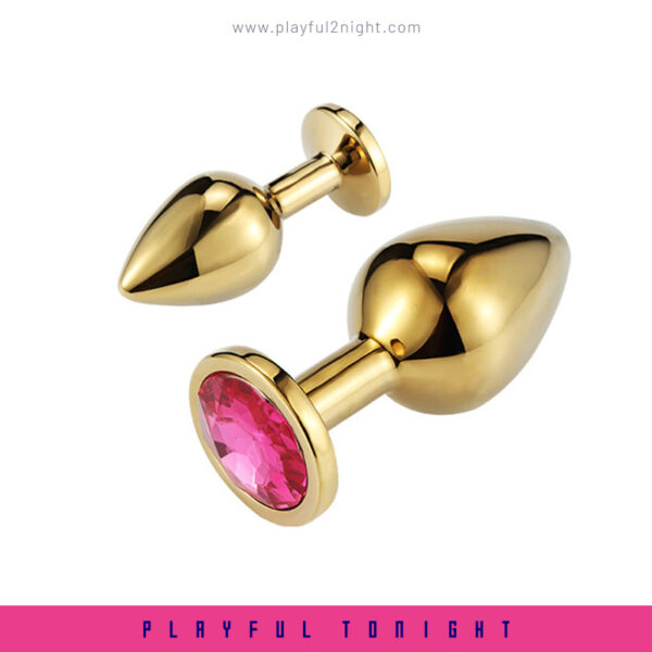 Anal Butt Plug Set Diamond Jeweled (Gold) - Image 4