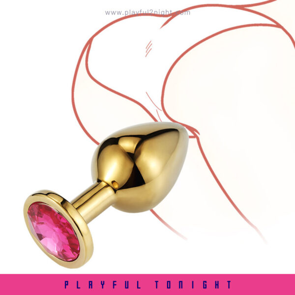 Anal Butt Plug Set Diamond Jeweled (Gold) - Image 5