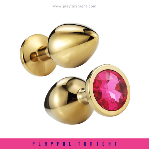 Anal Butt Plug Set Diamond Jeweled (Gold) - Image 6