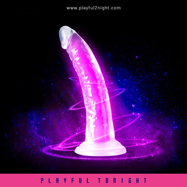 Blush Glow In The Dark Neon Purple 7 Inch Long Dildo - Image 3