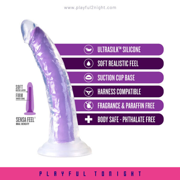 Blush Glow In The Dark Neon Purple 7 Inch Long Dildo - Image 4