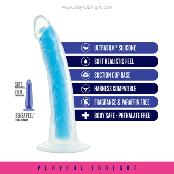 Blush Neo Elite Glow in the Dark Neon Blue 7inch Dildo - Image 4