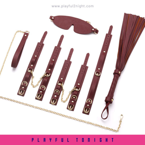 Roomfun® Wine Red Leather Bondage Set - Image 2