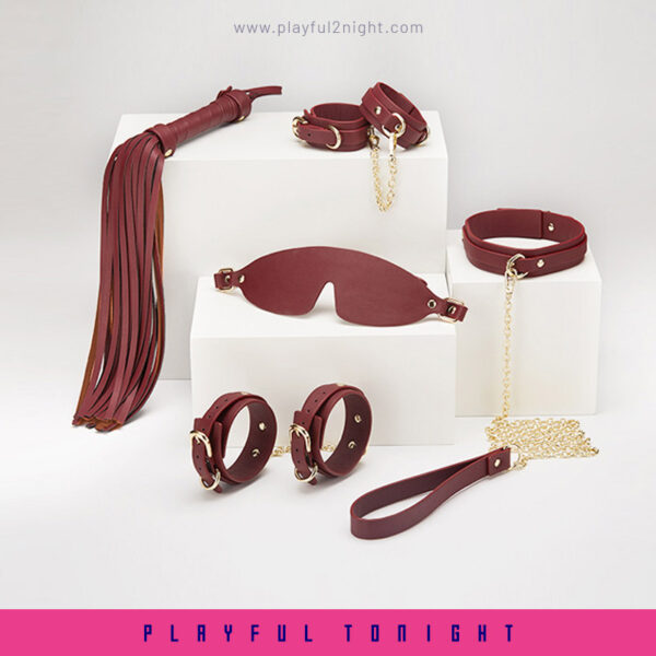 Roomfun® Wine Red Leather Bondage Set - Image 3