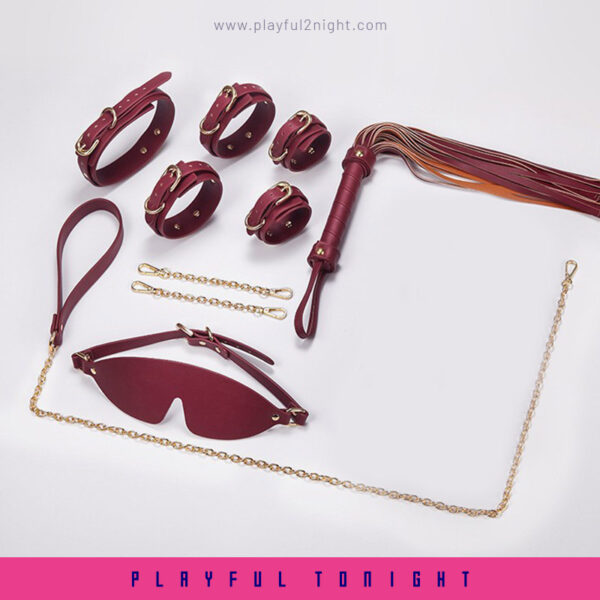 Roomfun® Wine Red Leather Bondage Set - Image 6
