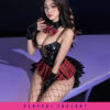 Rabbit Girl Faux Leather Grid Uniform Set - Image 2