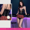 Rabbit Girl Faux Leather Grid Uniform Set - Image 7