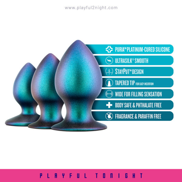 Blush | Anal Adventures Matrix The Metaverse Plug Kit 3 Progressing Tapered Tip Bulb Butt Plug Kit - Image 2
