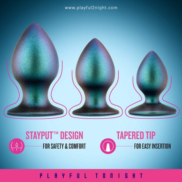 Blush | Anal Adventures Matrix The Metaverse Plug Kit 3 Progressing Tapered Tip Bulb Butt Plug Kit - Image 3