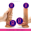 Blush | Renaissance | Raphael 9.5 Inch Realistic Dildo With Sliding Foreskin & Squeezable Balls - Dual Density - Liquid Silicone - Tan - Image 6