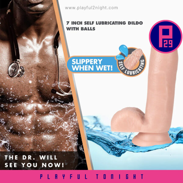 Blush | Dr. Skin Glide | Realistic Vanilla 7-Inch Long Self-Lubricating Dildo With Balls & Suction Cup Base - Image 3