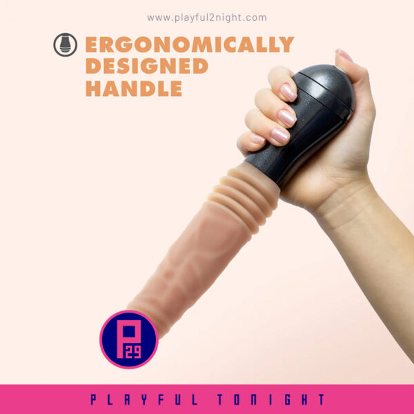 Blush | Dr. Skin Silicone | Dr. Knight Large 10.5 Inch Vibrating, Gyrating And Thrusting Dildo - Image 4