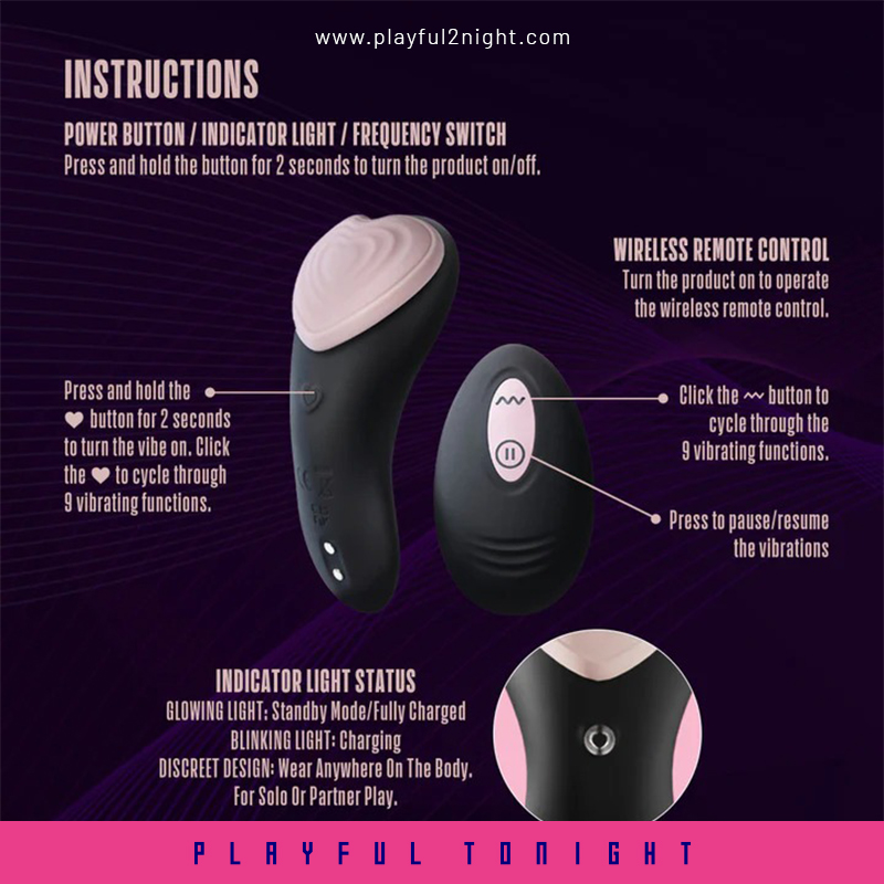 Blush | Temptasia Heartbeat Panty Vibrator With Wireless Remote Control - 9 Vibration Modes - Attaches Discreetly - Image 6