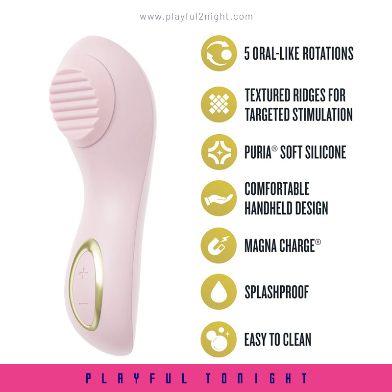 Blush | Dahlia Handheld Personal Massager With Rotating Pearl & Textured Stimulation - Image 2