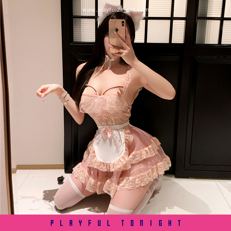 Sweet Pink Maid Sheer Lace Set - Image 4